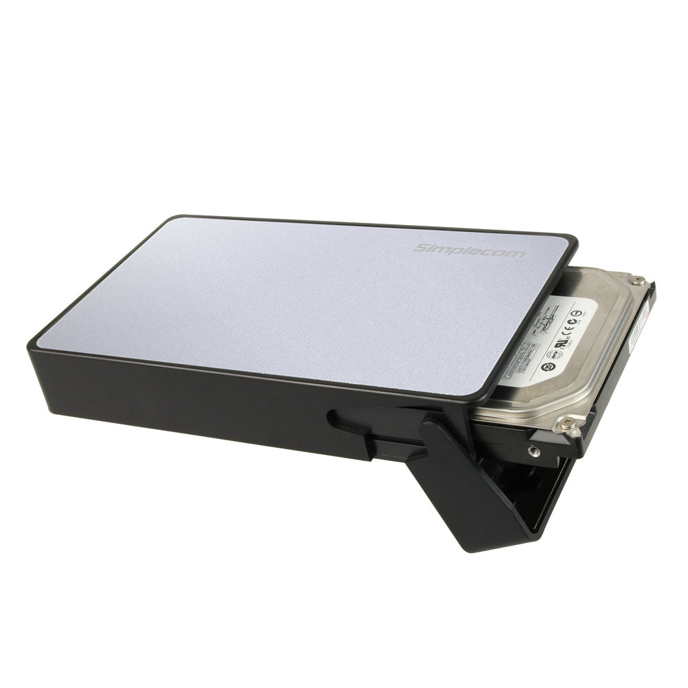Simplecom SE325 Tool-Free 3.5 SATA Hard Drive Enclosure with USB 3.0 Connectivity - Silver