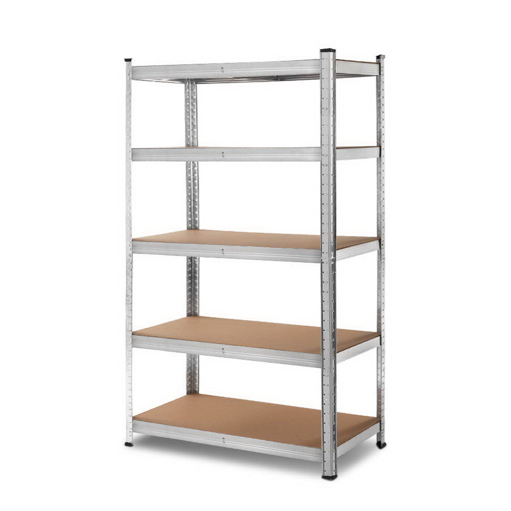 Heavy-Duty 5-Tier Steel Storage Rack - 1.8M Adjustable Garage Shelving Unit - Silver