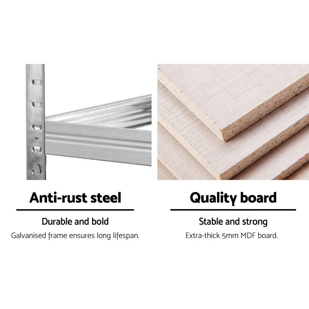 Heavy-Duty 5-Tier Steel Storage Rack - 1.8M Adjustable Garage Shelving Unit - Silver