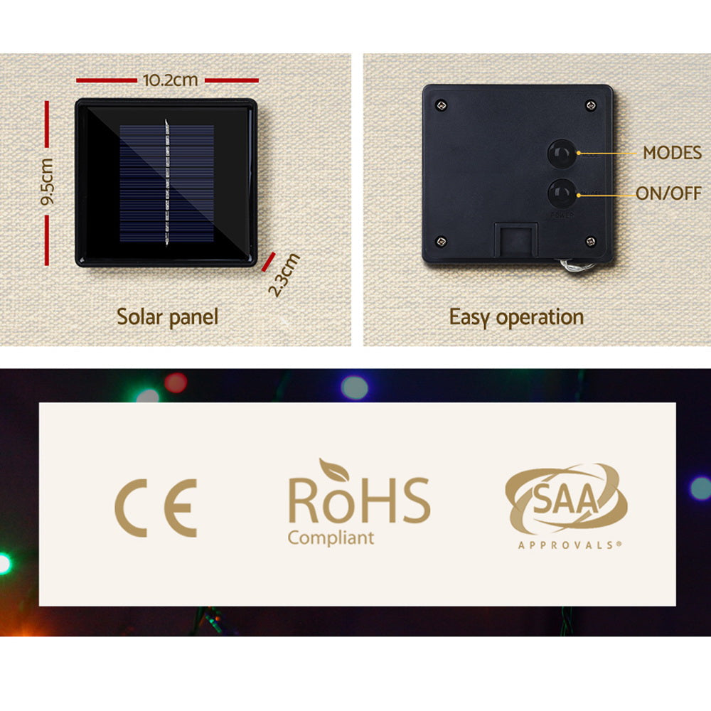 12.5M Christmas Lights Solar Icicle String Light Multi Colour Jingle Jollys