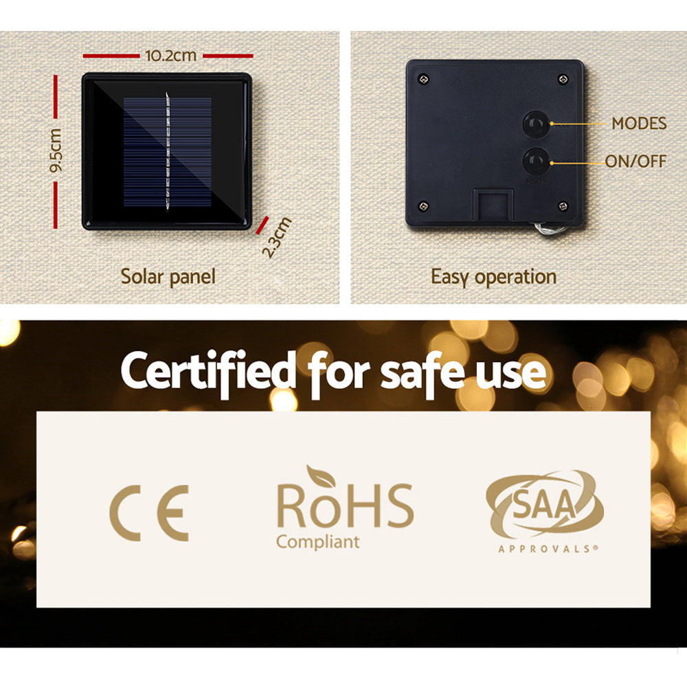 12.5M Christmas Lights Solar Icicle String Light Warm White Jingle Jollys