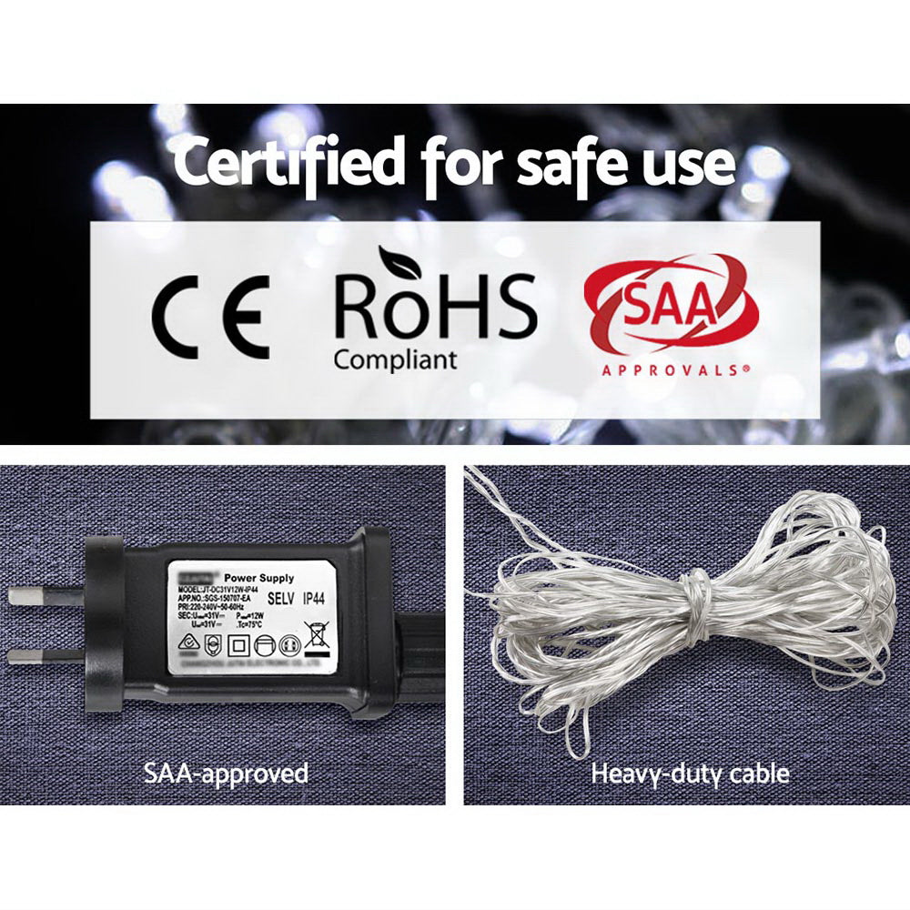 100M Christmas Lights String Fairy Light 500 LED Cool White Jingle Jollys