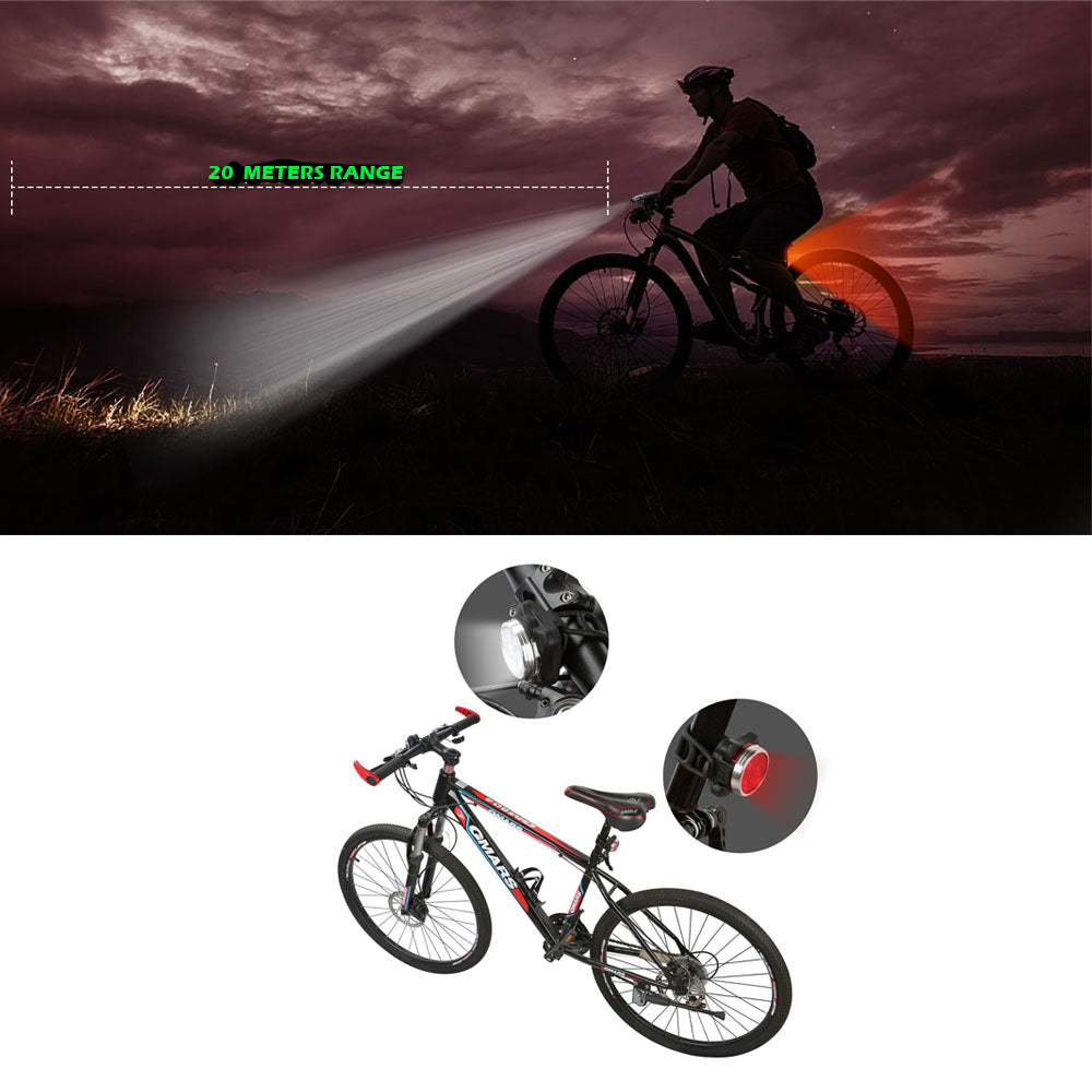 USB Rechargeable Waterproof Front and Rear Bicycle Lights with IPX4 Protection