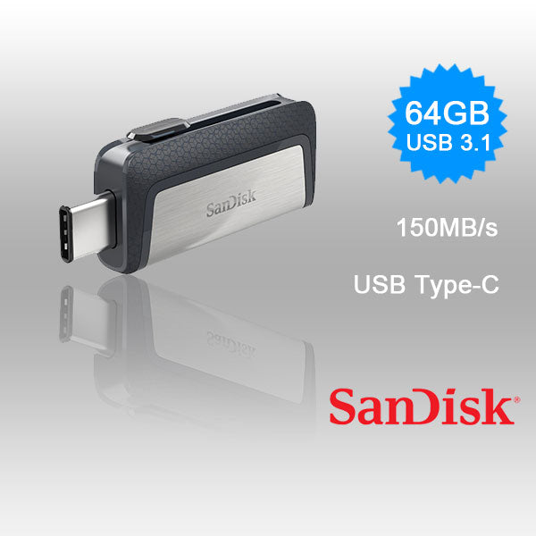 SanDisk Ultra 64GB Dual USB Type-C & Type-A Drive with High-Speed 3.1 Performance
