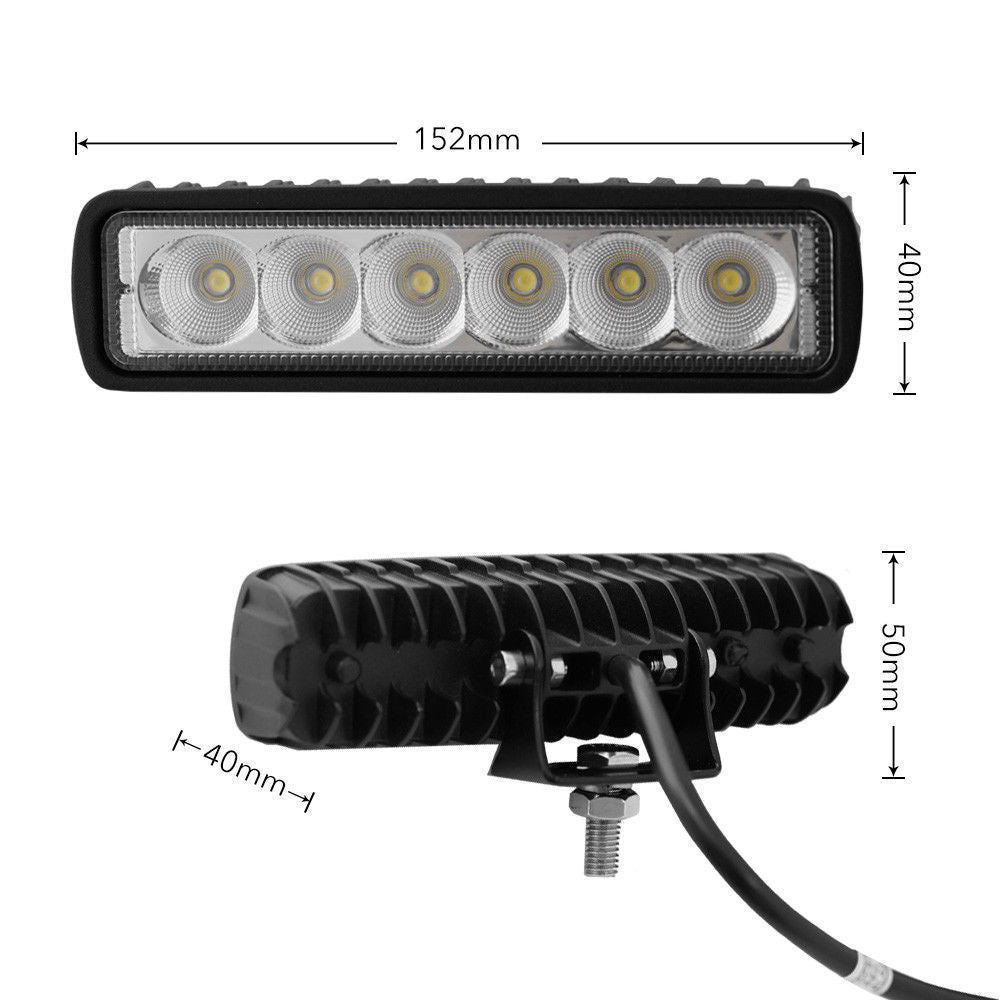 Dual 6-Inch 18W CREE LED Work Light Bar for Offroad Trucks and Mining UTE 4WD