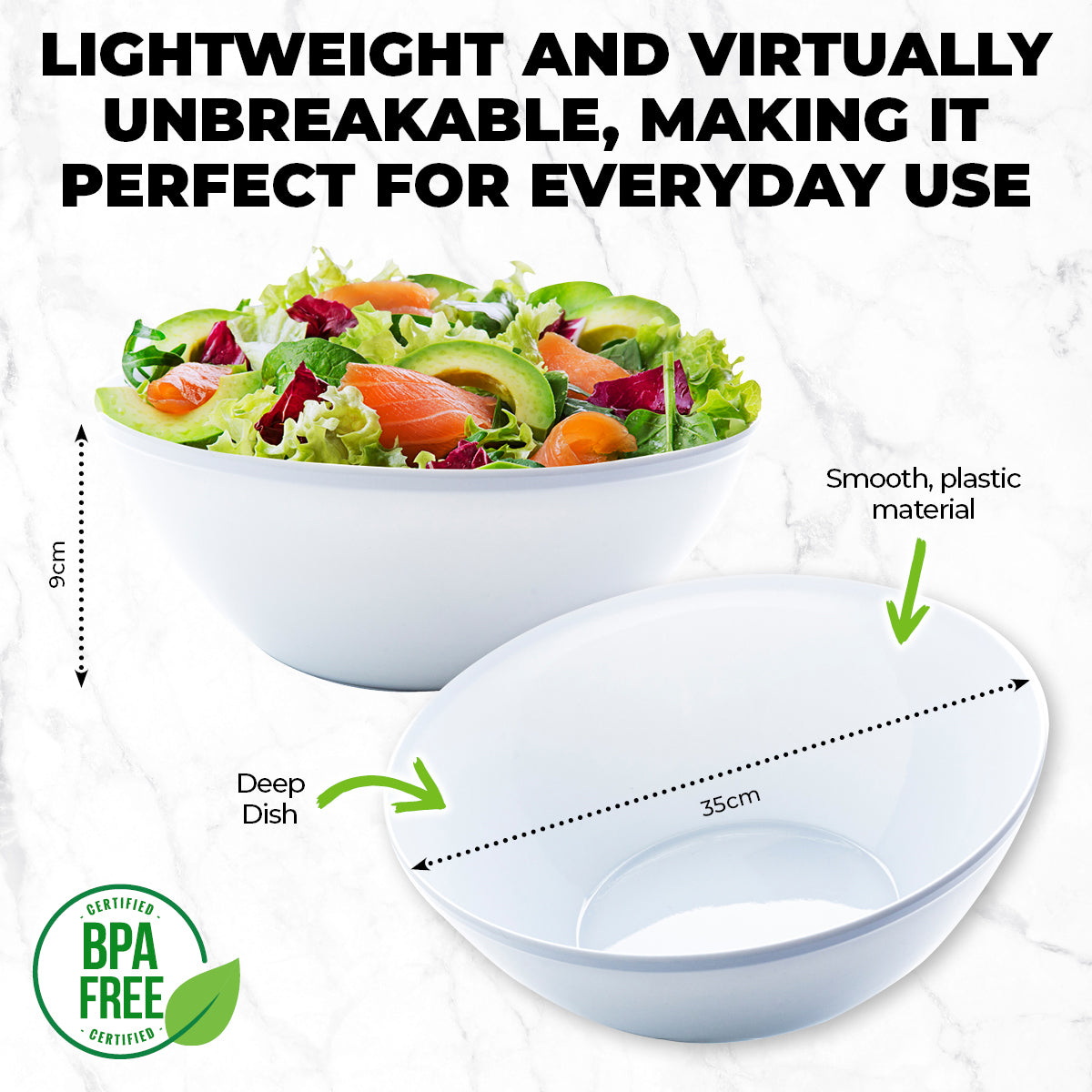 Home Master 24-Piece Stackable Melamine Bowls - Lightweight, Durable, 35cm for Everyday Use