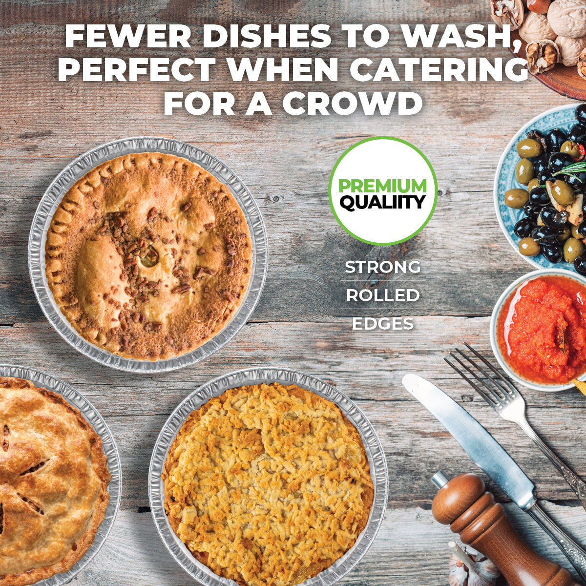 Home Master Premium 22.5cm Round Aluminium Foil Trays - 144 Pack for Cooking and Baking