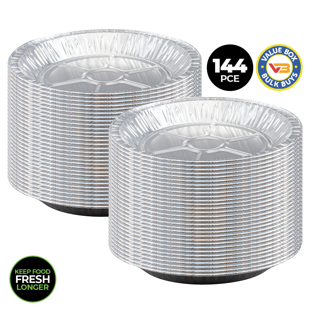 Home Master Premium 22.5cm Round Aluminium Foil Trays - 144 Pack for Cooking and Baking