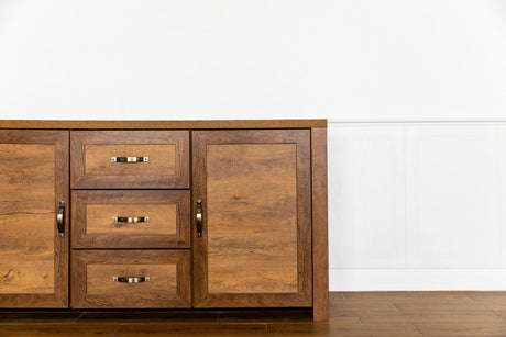 "Collage of 7 modern dresser styles trending in 2025, including minimalist wood, curved edges, bold colors, fluted drawer fronts, and mixed-material designs in contemporary bedrooms."