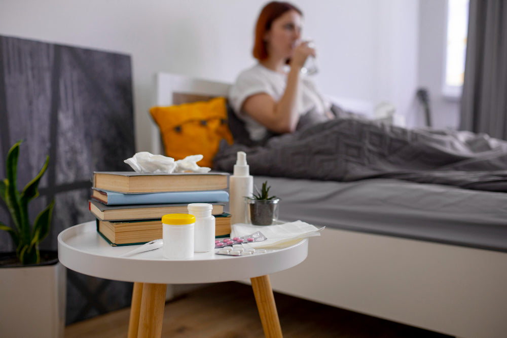 “Bedside table perfectly aligned with the top of the mattress for easy access and balanced bedroom design.”