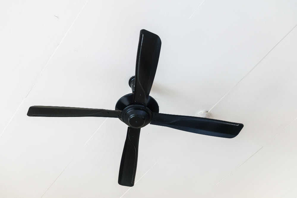 “Ceiling fan size chart showing recommended fan diameters based on room size—from small 29-inch fans for compact spaces to 60-inch fans for large living rooms.”