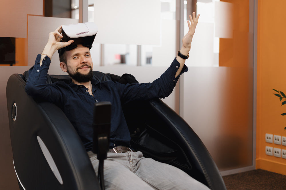  "Lineup of high-tech massage chairs equipped with body scanning sensors, designed for personalized and precise massage sessions."