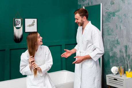 "Bathroom featuring a side-by-side comparison of a freestanding bathtub and a built-in bathtub, highlighting design, space, and style differences."