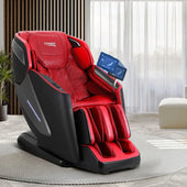 "Futuristic massage chair with digital controls and advanced features, showcasing 2025 innovations in home wellness technology."