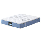 “King size mattress with dimensions labeled—5 feet wide by 6 feet 6 inches long (150 cm x 200 cm), shown in a spacious bedroom setting.”