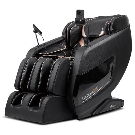 "Side-by-side diagram of S-Track and L-Track massage chairs, illustrating differences in roller path and targeted muscle relief areas."