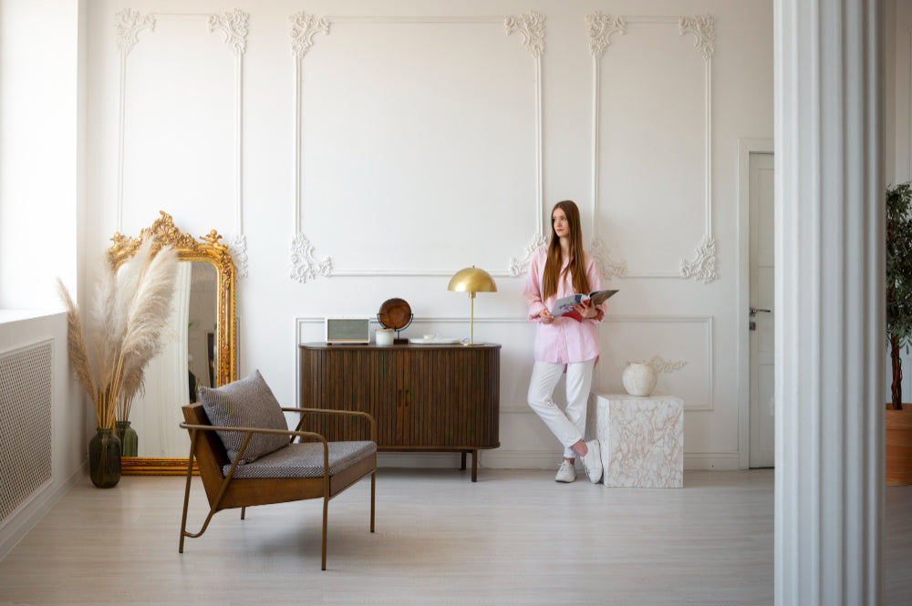 "Side-by-side view of an ornate Victorian sideboard and a sleek modern design, showcasing the evolution of style, materials, and functionality over time."