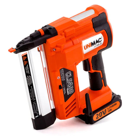 “Beginner using a pneumatic nailer with safety goggles and gloves, demonstrating proper protective gear and hand positioning during operation.”