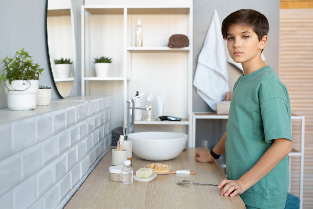 "Bathroom display showing various vanity units with different sizes, styles, and storage options, guiding buyers through key considerations for selection."