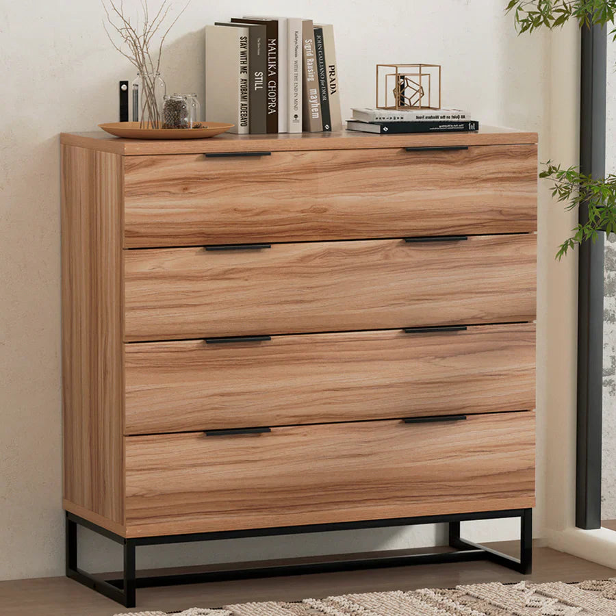 "Bedroom featuring both a sleek modern dresser with minimalist lines and a classic traditional dresser with ornate detailing—visually comparing styles, finishes, and storage options."