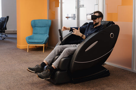 "Traditional and modern recliners side by side, showing the shift from classic comfort to high-tech features like USB ports and massage functions."