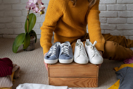 "Neatly arranged shoe rack by entryway, illustrating how organized footwear contributes to a stress-free, efficient morning routine."