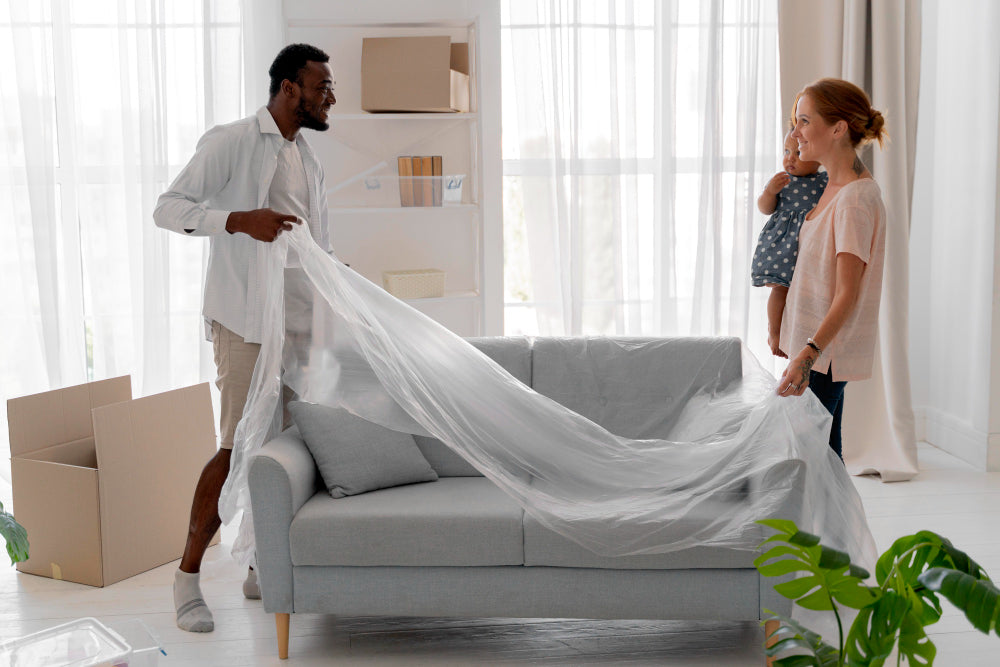 "Real-life compact bedroom with a double mattress, featuring customer-inspired space-saving solutions like under-bed storage and vertical shelving."