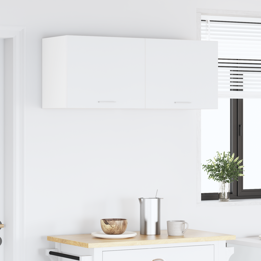 Hanging Cabinet 2 pcs White Engineered Wood