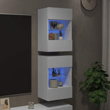 Wall Cabinets with LED Lights for TV 2 pcs White 40x30x60.5 cm