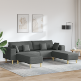 Fabric Sofa with Cushion Dark Grey 208 cm Fabric - Front View