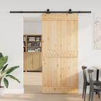 Sliding Door NARVIK Natural and Black 95 x 210 cm (213.5 cm)