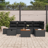 Garden Sofa Set 7 pcs Black 55 x 62 x 69 cm Poly rattan - Side View