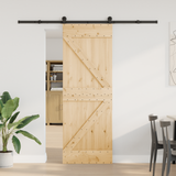 Sliding Door NARVIK Natural and Black 70 x 210 cm (213.5 cm) - Front View