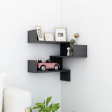 Wall Corner Shelf Grey 40x40x50 cm Engineered Wood - Front View