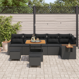 Garden Sofa Set with Cushion 11 pcs Black Poly Rattan - Side View