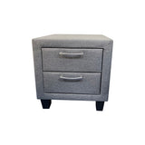 4 Pieces Storage Bedroom Suite Upholstery Fabric in Light Grey with Base Drawers King Size Oak Colour Bed, Bedside Table & Tallboy - Side View