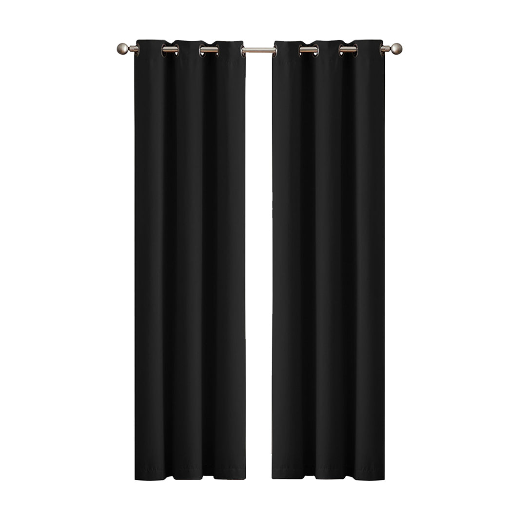 2x Blockout Curtains Panels 3 Layers Black-2018816655131545600
