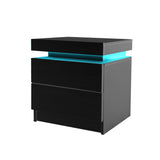 Levede Bedside Tables Side Table 2 Drawers Black - Low Angle