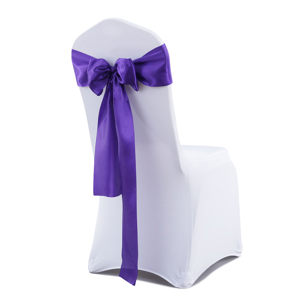 50x Table Runners Coloured Satin Chair Eggplant-2018816772781772800