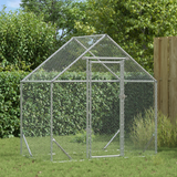 Chicken Cage Silver 170 x 100 x 177 cm Galvanised Steel - Front View