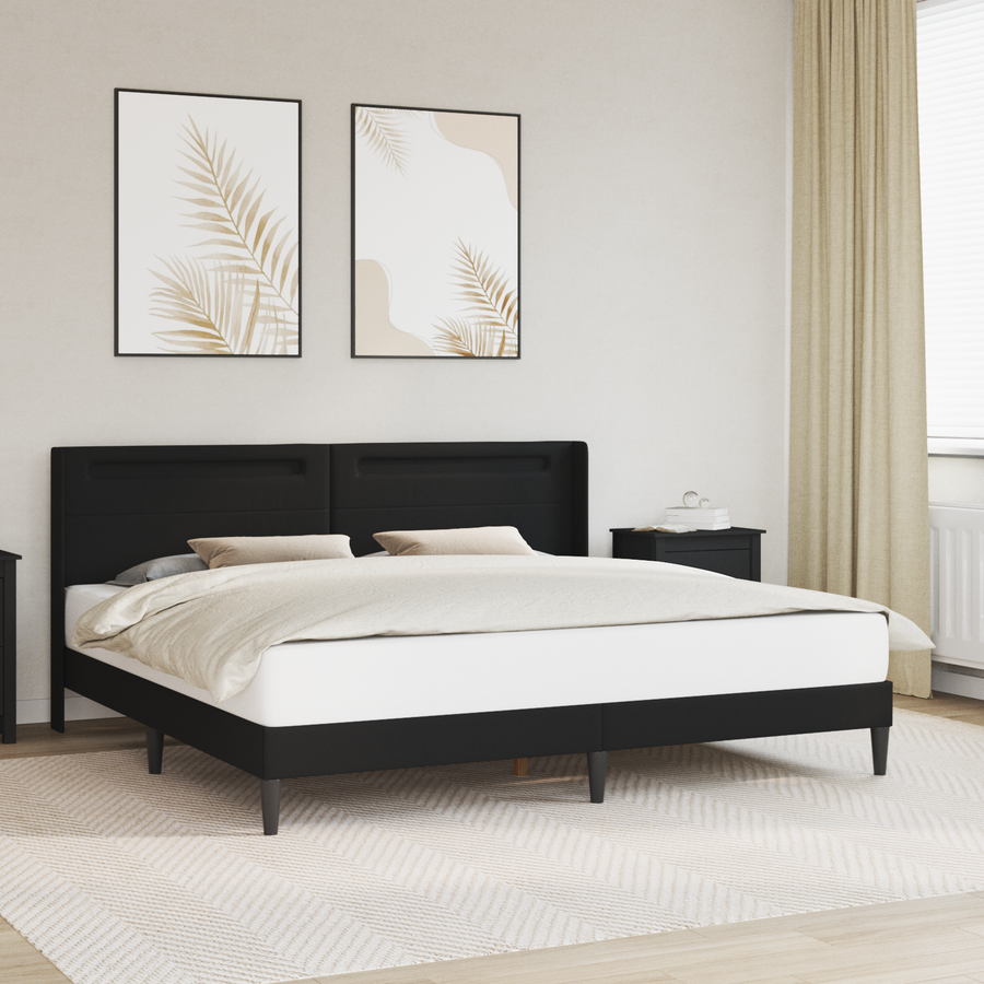 Bed Frame with LED Strip Lights Black 180 x 200 cm Faux Leather
