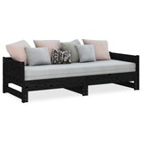 Pull-out Day Bed without Mattress Black 2x(90x190) cm - Side View