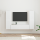 TV Cabinet Set 6 pcs White Engineered Wood - Side View