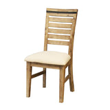 2x Wooden Frame Leatherette Solid Wood Acacia Dining Chairs in Silver Brush Colour - Front View