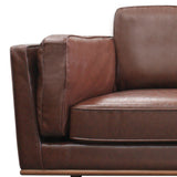 3 Seater Faux Sofa Brown Lounge Set for Living Room Couch with Wooden Frame - Front View