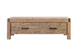Coffee Table Solid Acacia Wood & Veneer Frame 2 Drawers Storage Oak Colour - Front View