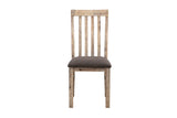 2x Wooden Frame Leatherette in Solid Acacia Wood & Veneer Dining Chairs in Oak Colour - Front View