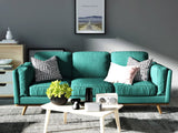 3 Seater Sofa Teal Fabric Lounge Set for Living Room Couch with Wooden Frame - Close-Up Angle