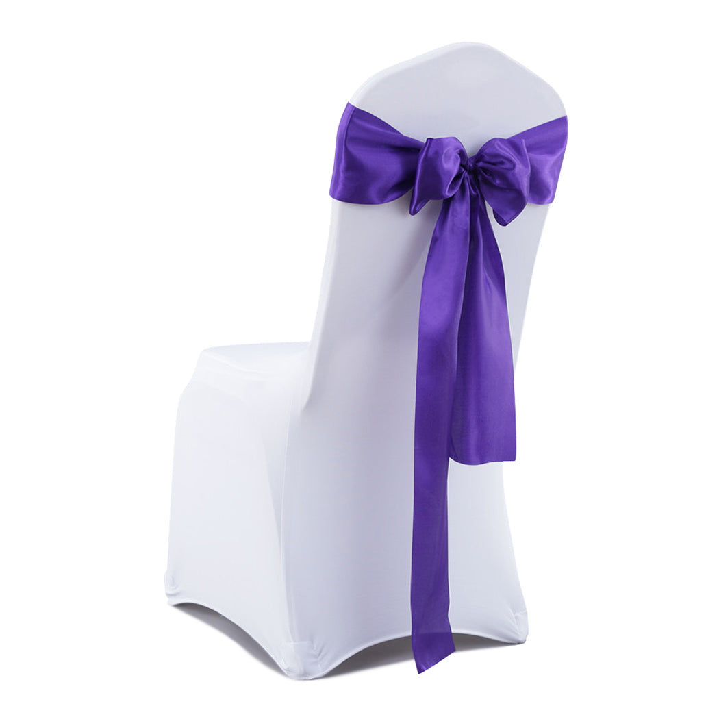 50x Table Runners Coloured Satin Chair Eggplant-2018816772781772801