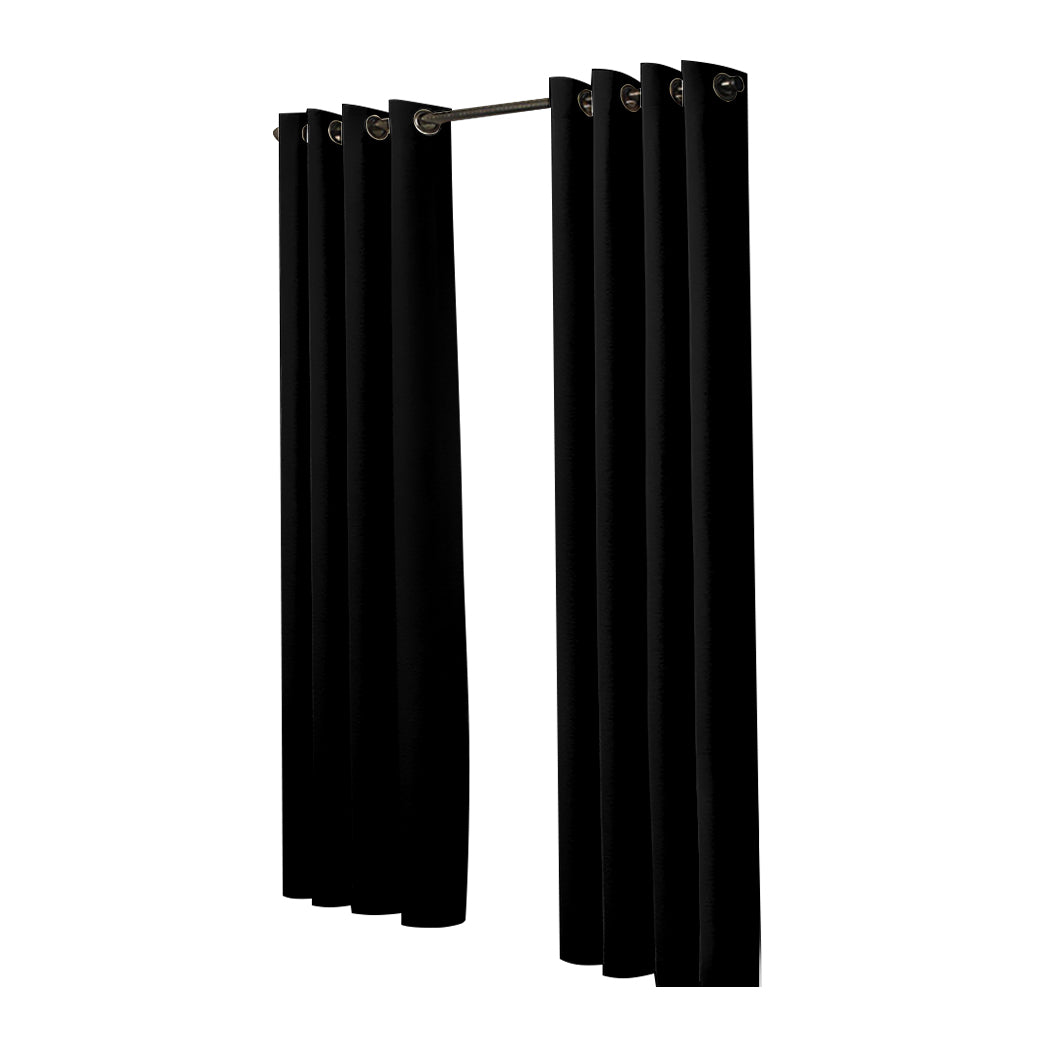 2x Blockout Curtains Panels 3 Layers Black-2018816655131545601